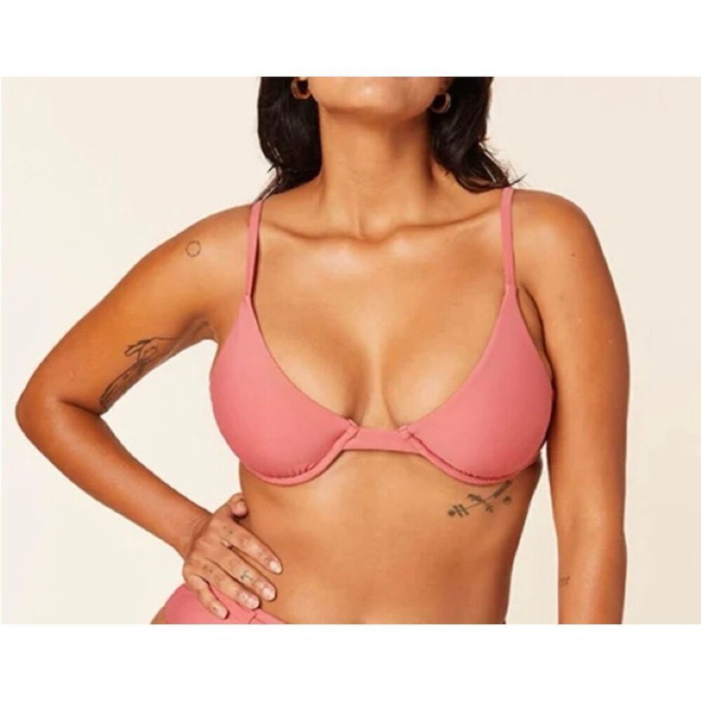 Andie Sicily Swim Bikini Top Pink Adjustable Straps Underwire Medium NWT‎ Beach
